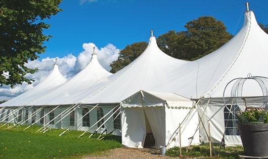 high-quality porta potties stationed at a wedding, meeting the needs of guests throughout the outdoor reception in Colmar Manor